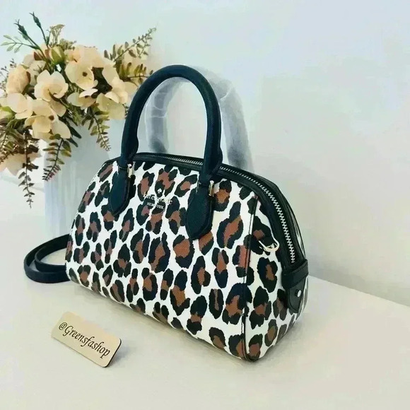 Kate Spade Purse Madison Spotted Leopard Duffle Crossbody Bag - Picture 3 of 11